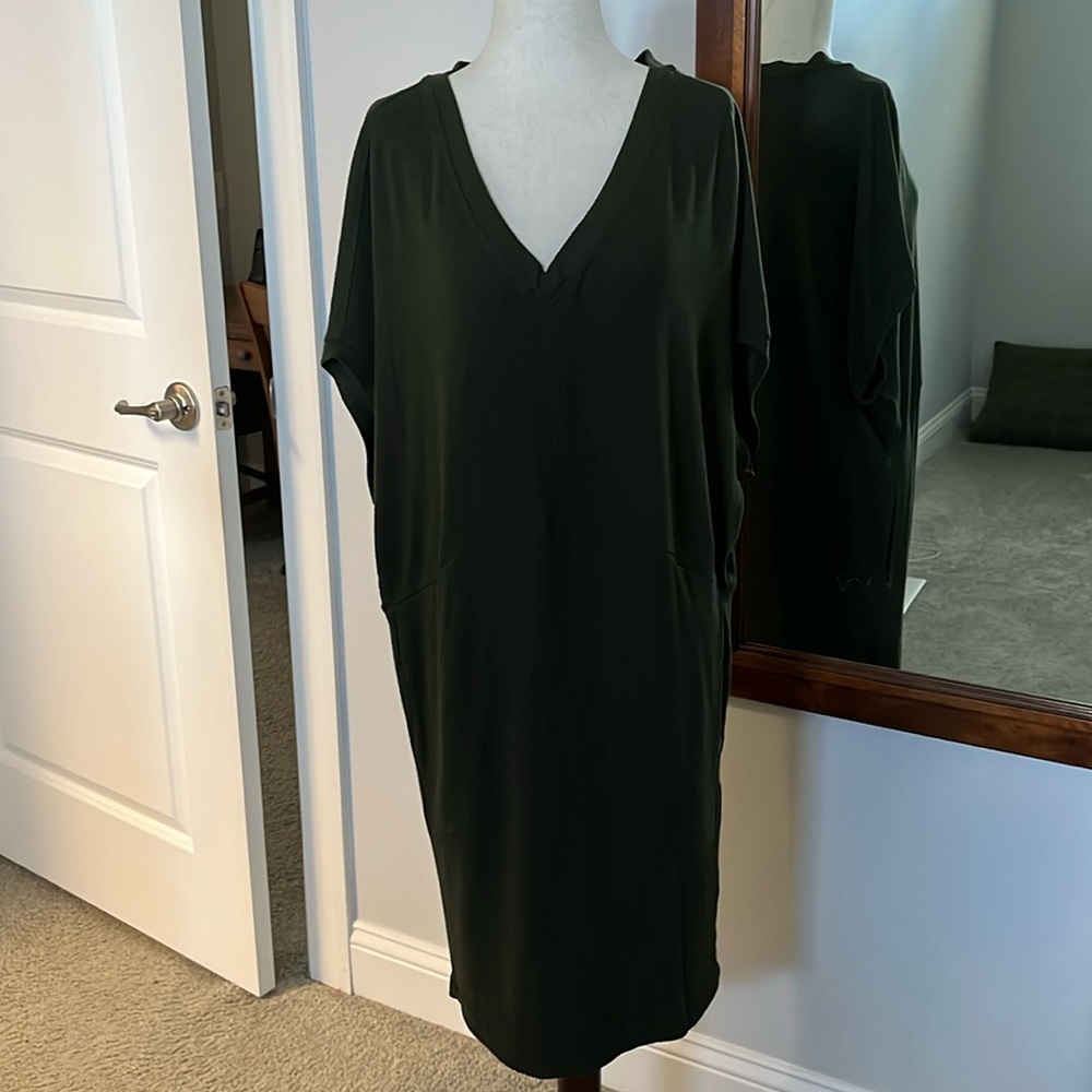 Anthropologie Dark Green Midi Dress sz Small